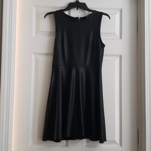 Forever 21 Faux Leather Black Skater Dress Small